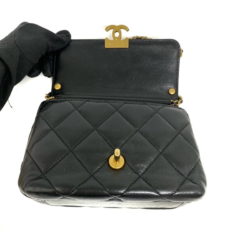△ Chanel 香奈兒 Black Lambskin Gold Tone Metal Faux Pearl Chain Shoulder Bag AS4986 黑色小羊皮金色金屬仿珍珠鏈條肩背袋 AS4986 -257017886-16
