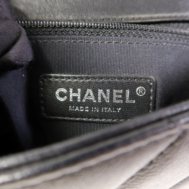CHANEL 羊皮皮革Chain Shoulder銀扣鏈帶肩背袋-6