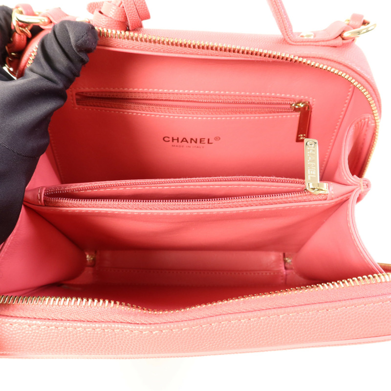 CHANEL 牛皮皮革Vanity Case金扣手挽肩背兩用袋-4