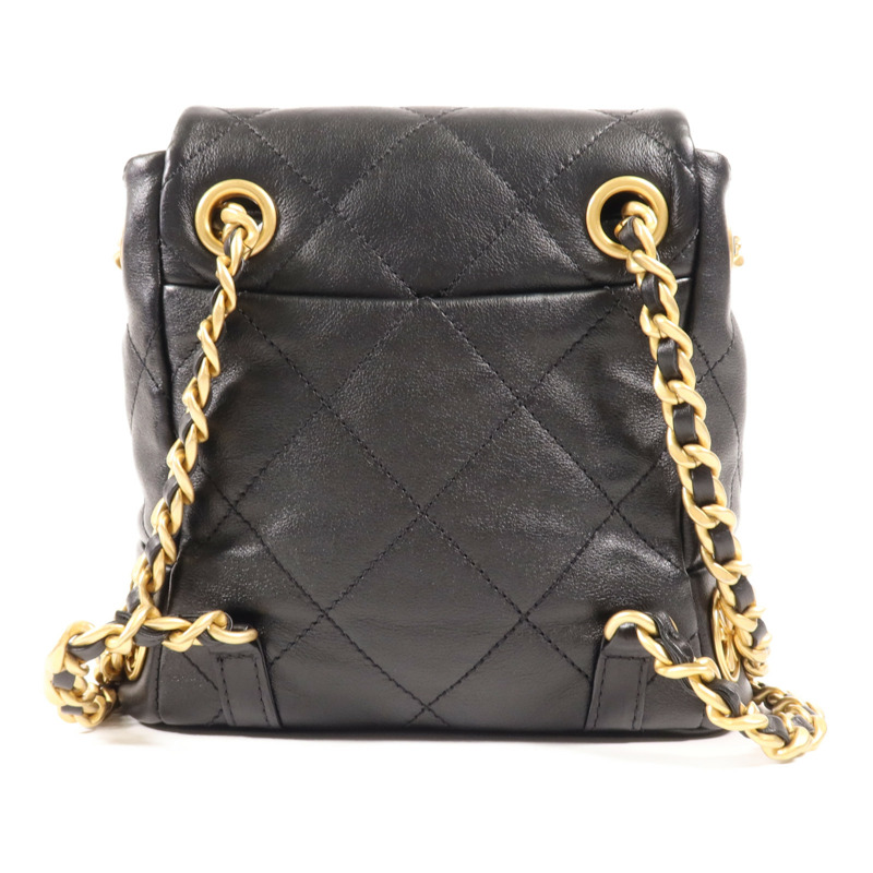 CHANEL 牛皮皮革Backpack金扣鏈帶背包-1
