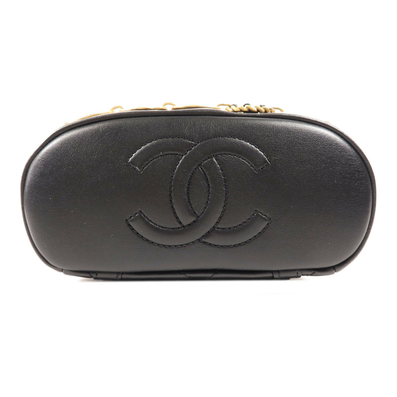 CHANEL 牛皮皮革Backpack金扣鏈帶背包-3
