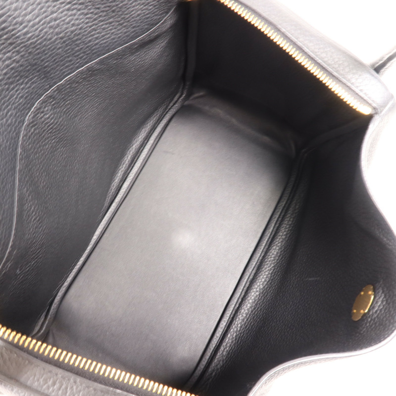 HERMES Clemence皮革Lindy 30金扣手挽肩背兩用袋Noir-4