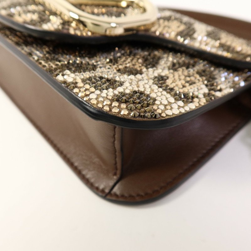 Valentino 牛皮皮革/水晶Shoulder Bag金扣手挽肩背兩用袋-11