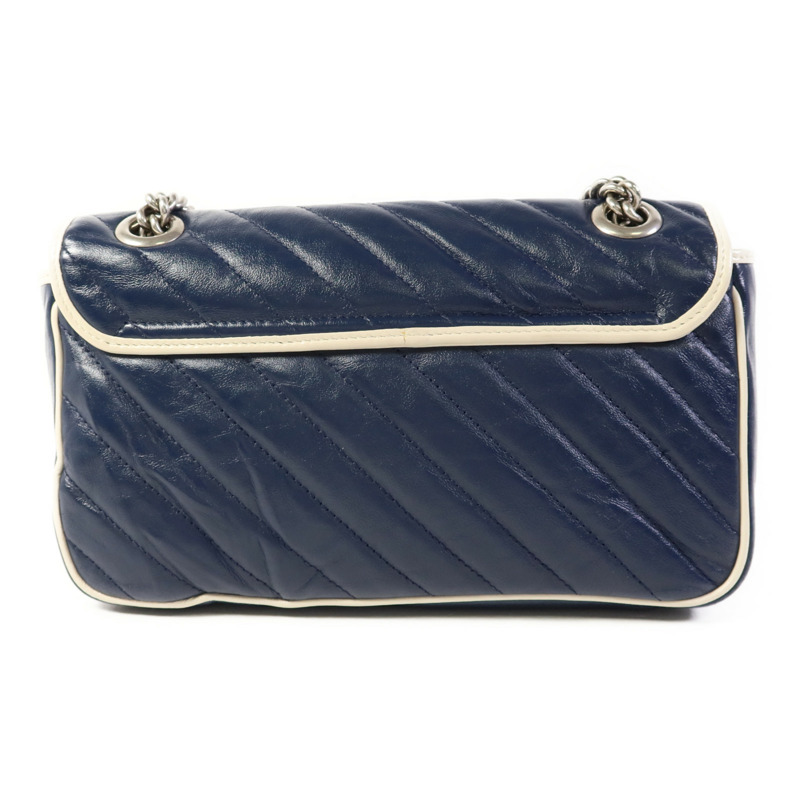 GUCCI 牛皮皮革GG Marmont Shoulder Bag銀扣鏈帶肩背袋-1