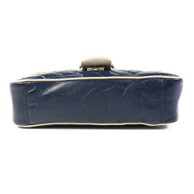 GUCCI 牛皮皮革GG Marmont Shoulder Bag銀扣鏈帶肩背袋-3