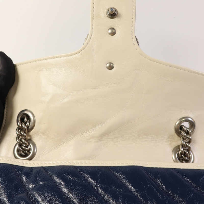 GUCCI 牛皮皮革GG Marmont Shoulder Bag銀扣鏈帶肩背袋-10