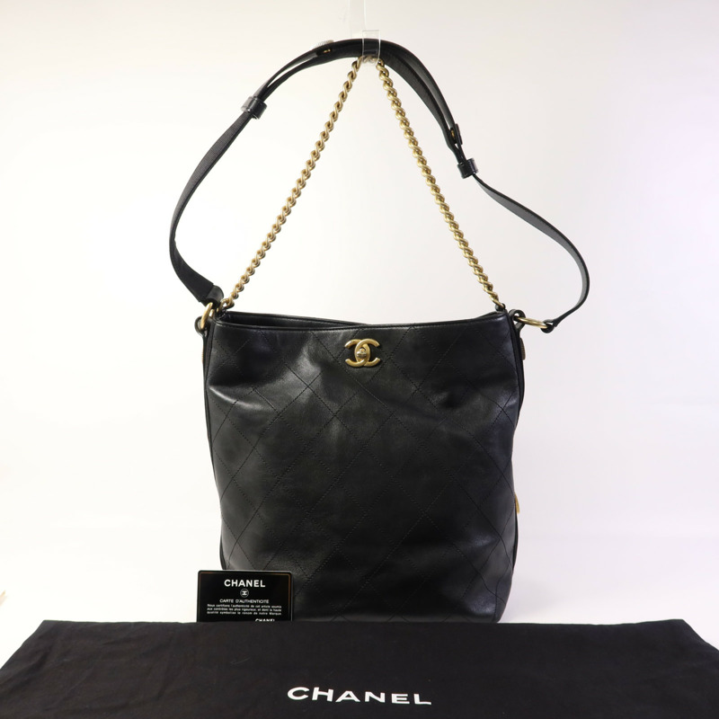 CHANEL 牛皮皮革2 Way Shoulder Bag金扣手挽肩背兩用袋-9