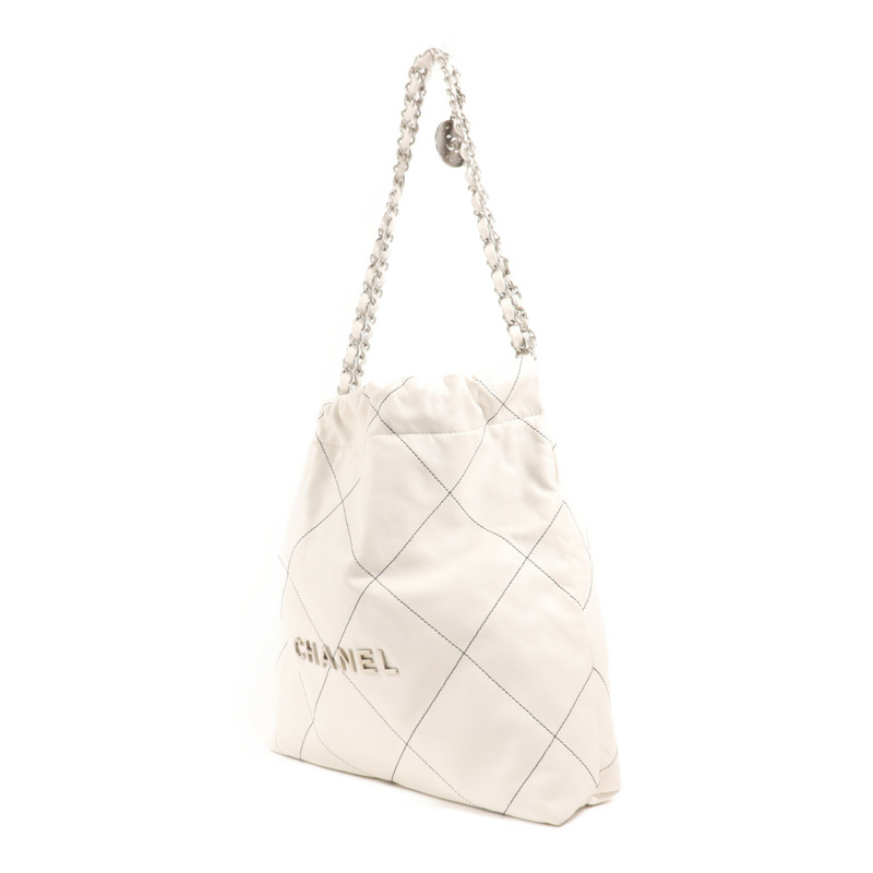 CHANEL 羊皮皮革Chanel 22 Small銀扣鏈帶肩背袋-2