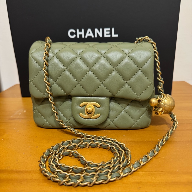 Chanel古巴綠金球方胖子 芯片款-5