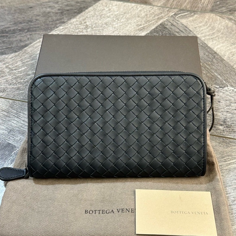 BV 全皮編織拉鍊款大錢包 手包 加厚款 尺寸約21*3.5*12cm 附件：塵袋 盒子-0