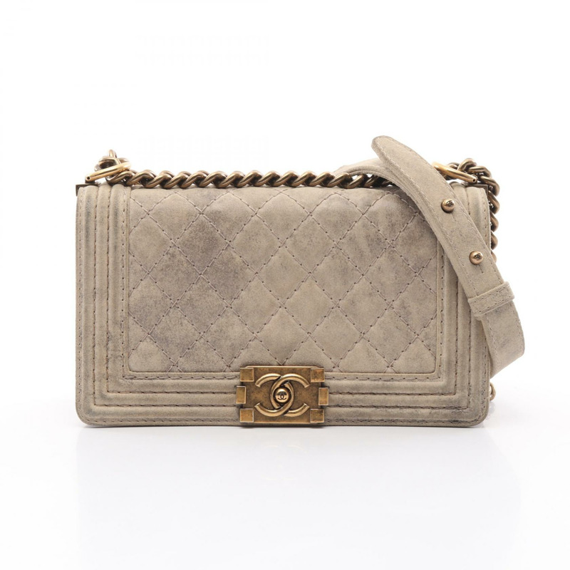 CHANEL Boy chanel 單肩包 A67086 小牛皮 米色 二手 女款 GHW CC-0