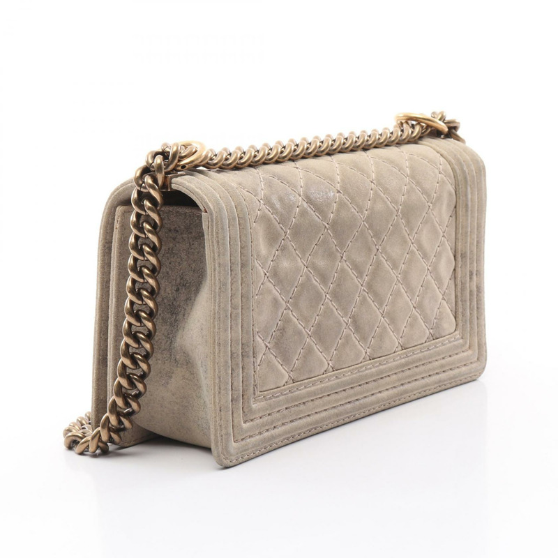 CHANEL Boy chanel 單肩包 A67086 小牛皮 米色 二手 女款 GHW CC-1