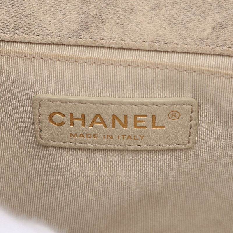 CHANEL Boy chanel 單肩包 A67086 小牛皮 米色 二手 女款 GHW CC-3