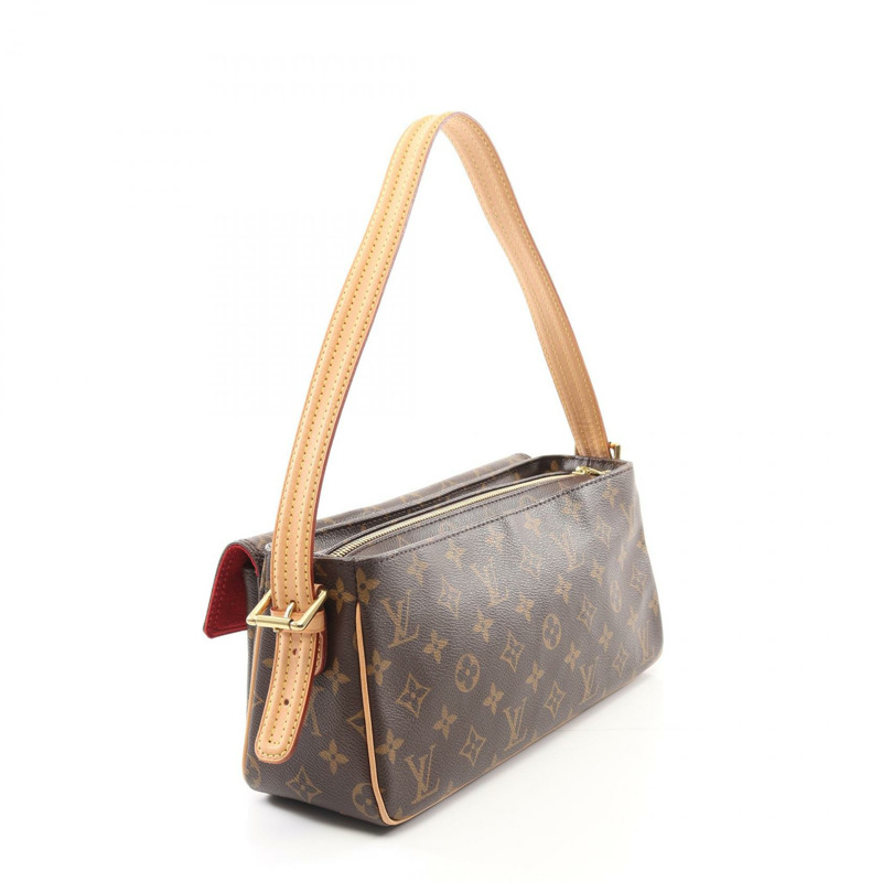 LOUIS VUITTON Vivacite MM 單肩包 M51164 Monogram 皮革棕色二手 LV-1
