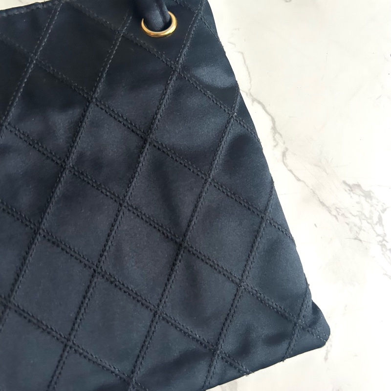 【LA LUNE】絕版中古包 Chanel 黑色格紋水鑽托特包 古董包 復古包 古著包-5