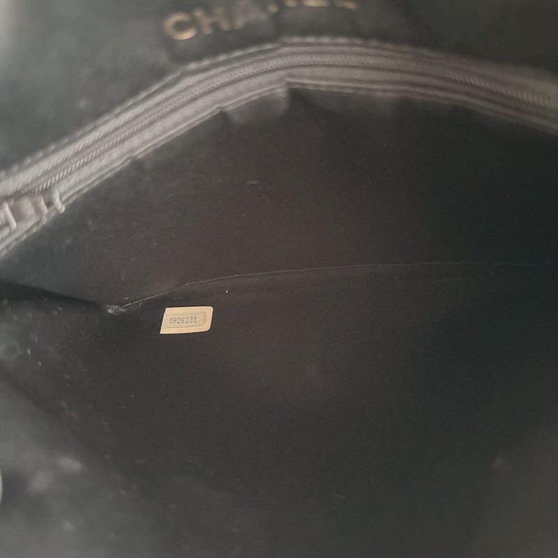 【LA LUNE】絕版中古包 Chanel 黑色格紋水鑽托特包 古董包 復古包 古著包-7