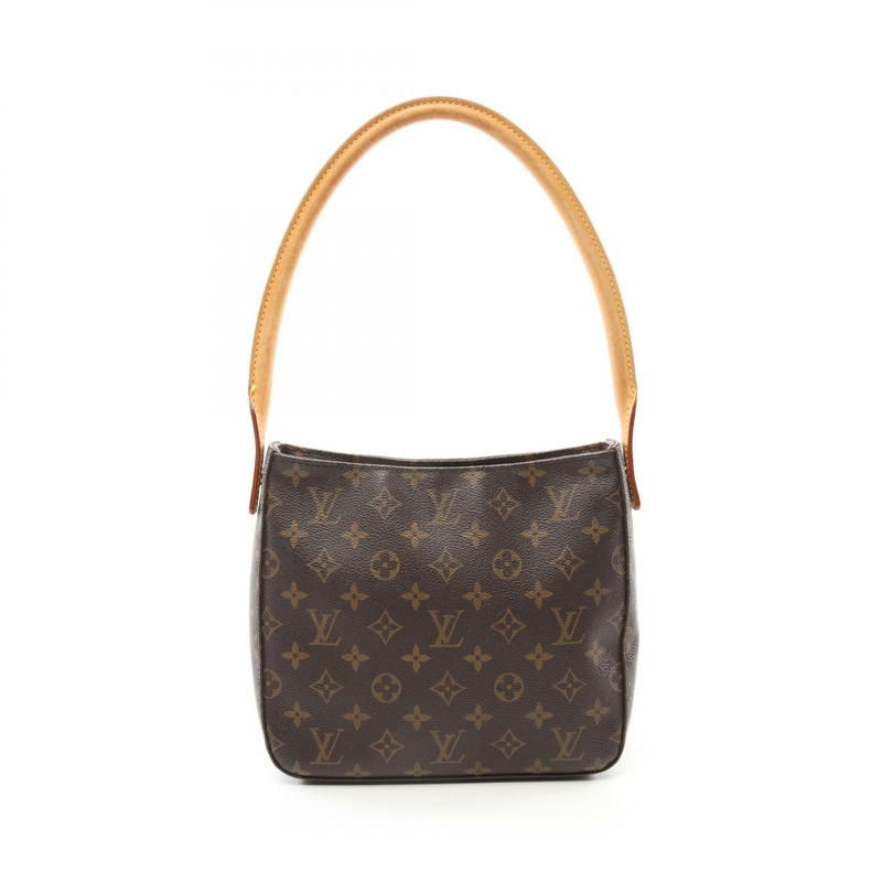 LOUIS VUITTON Looping MM 單肩包 M51146 Monogram 皮革 棕色 二手-0