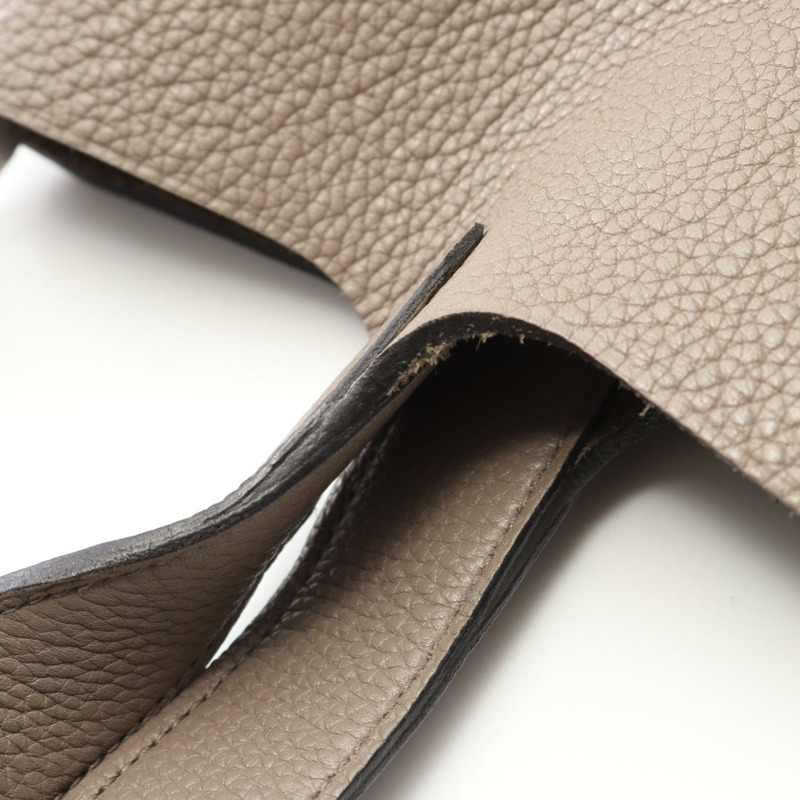 HERMES Picotin Lock MM 手提包 D Taurillon Clemence 皮革 灰棕色 SHW-7