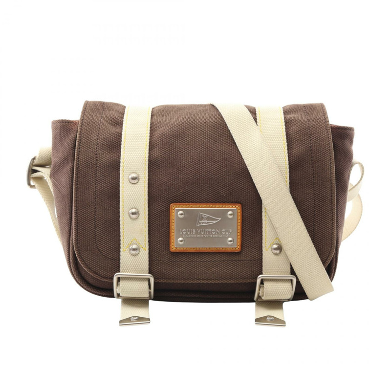 路易威登 Busas PM 單肩包 M80661 Antigua 帆布 Moka 二手 LV 女士-0