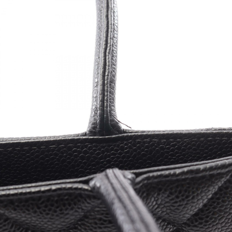 CHANEL Medallion 托特包 手提包 A01804 皮革粒面小牛皮黑色二手 SHW CC-7