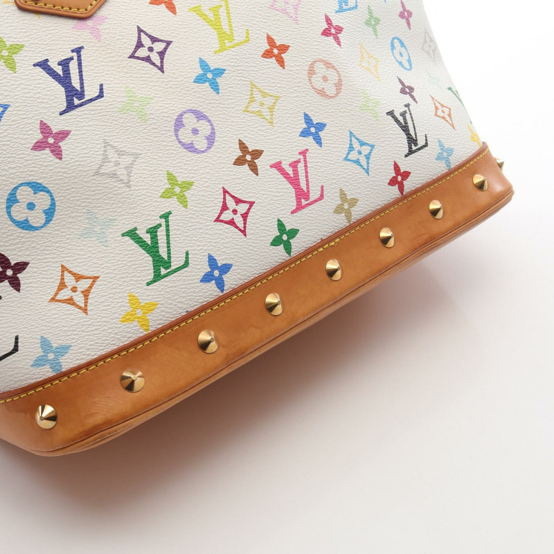 LOUIS VUITTON Alma 手提包 M92647 Monogram Multicolore 帆布皮革白色二手-10