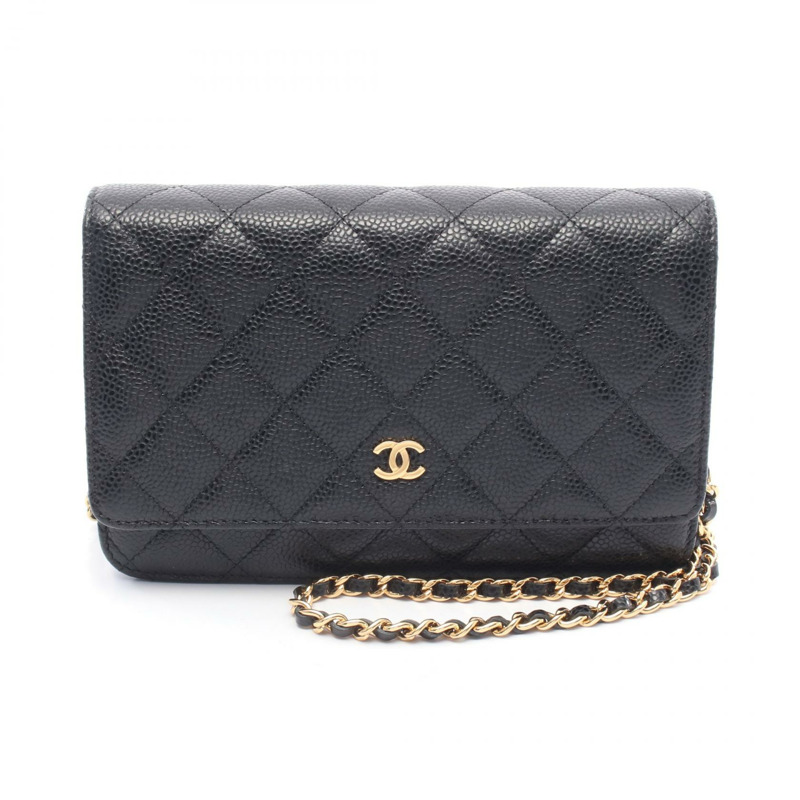 CHANEL Matelasse 斜背包鏈條單肩包 AP0250 小牛皮 黑色 GHW 二手-0