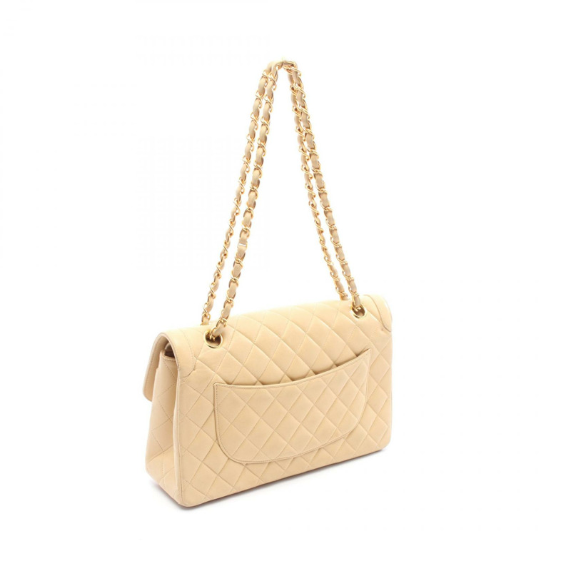 CHANEL Matelasse Paris 限量版雙翻蓋鏈條單肩包 小羊皮 米色-1