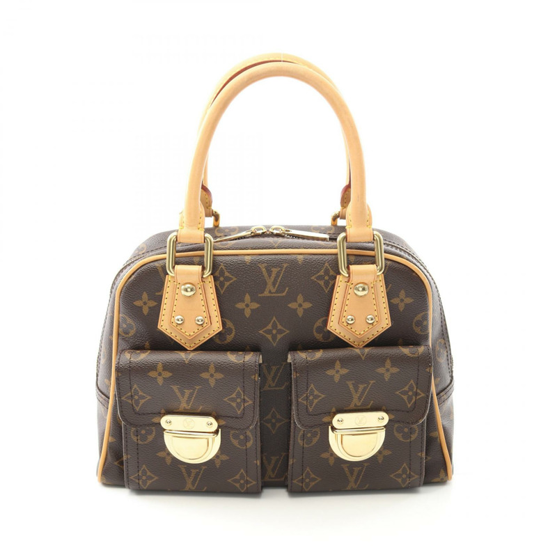 LOUIS VUITTON Manhattan PM 手提包 M40026 Monogram 帆布皮革棕色二手 LV-0