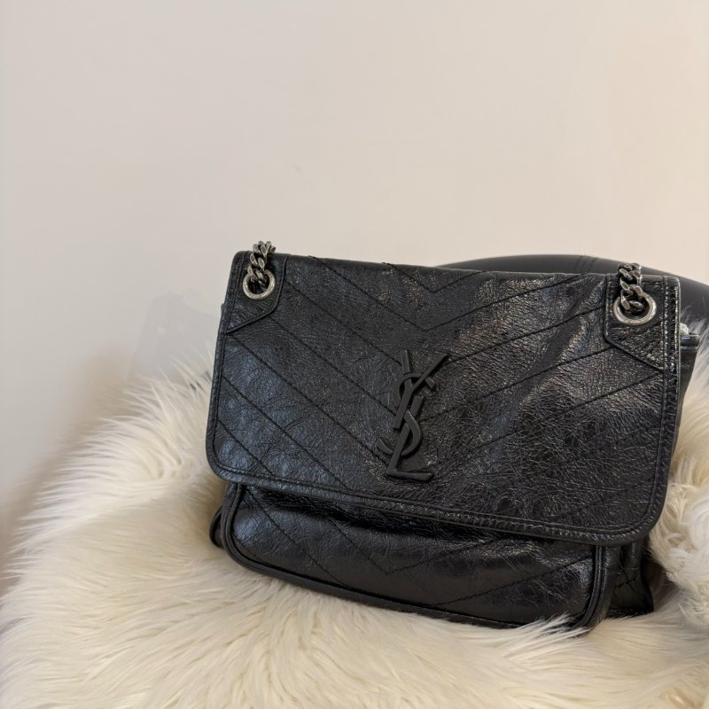 YSL niki 中號 黑銀 肩背包 斜背包-0