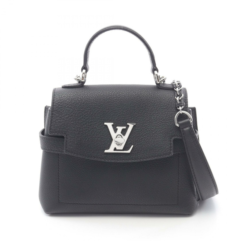路易威登 Lockme Ever Mini 2Way 單肩包 手提包 M20997 皮革 黑色 二手-0