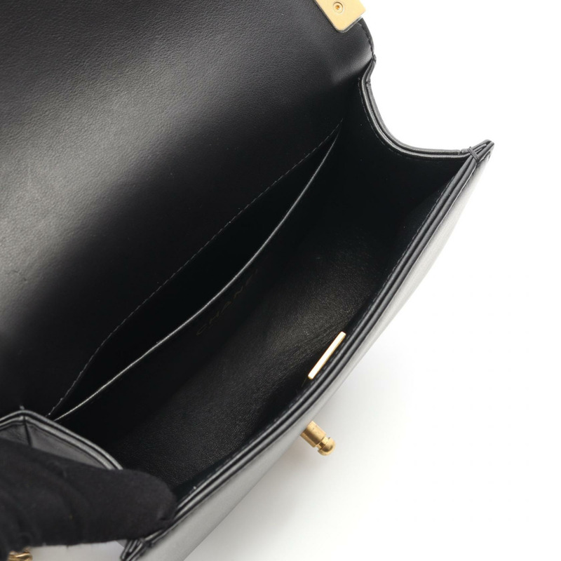 CHANEL Boy Chanel 小號單肩包 AS3350 小羊皮 黑色 二手 女款 GHW-2