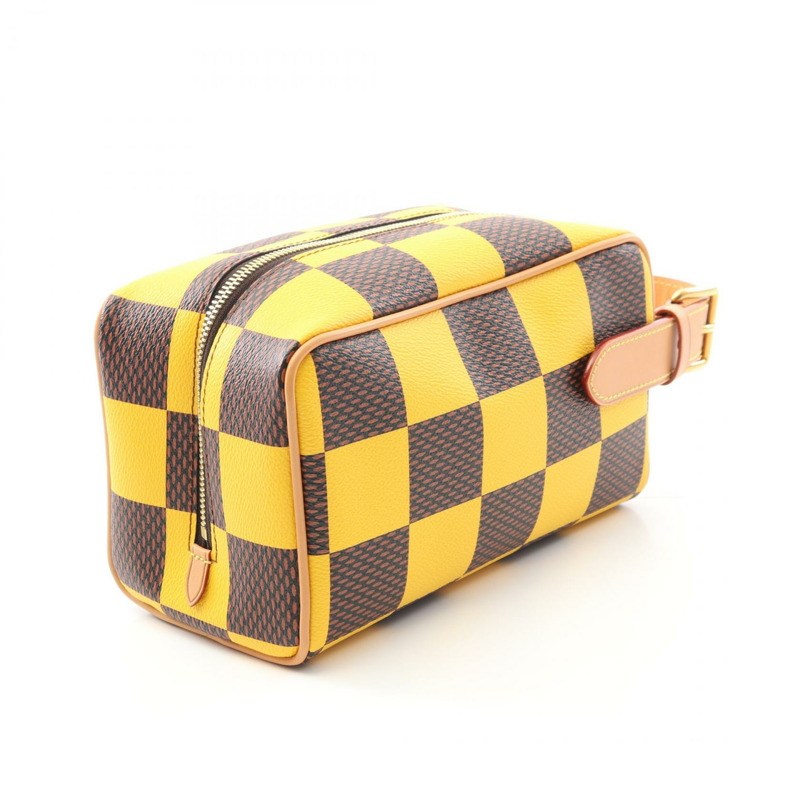 路易威登 Locker Dopp Kit 手提包 N40567 帆布皮革 Damier pop 黃色-1