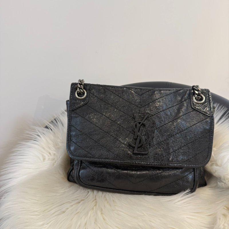 YSL niki 中號 黑銀 肩背包 斜背包-0