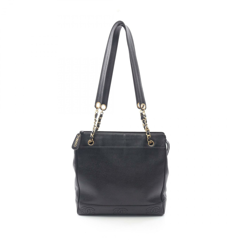 香奈兒三重 COCO 單肩托特包 小牛皮 黑色 二手 女款 GHW CC-0