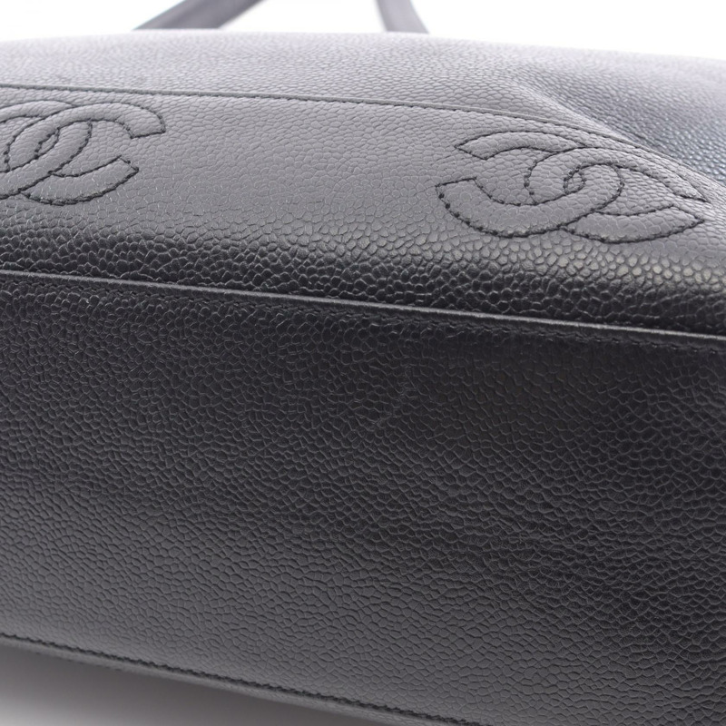 香奈兒三重 COCO 單肩托特包 小牛皮 黑色 二手 女款 GHW CC-7