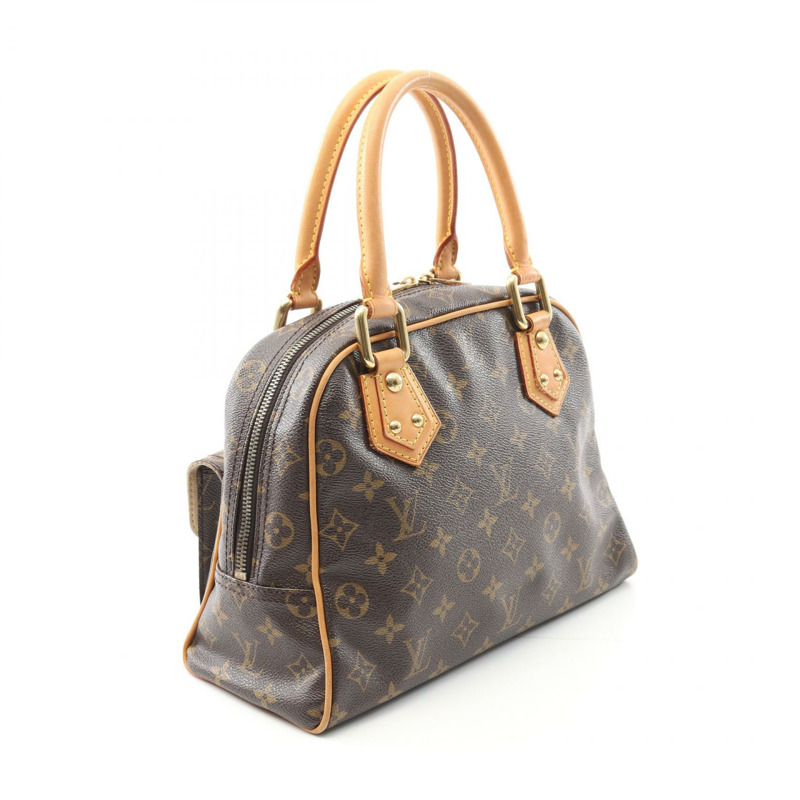 LOUIS VUITTON Manhattan PM 手提包 M40026 Monogram 帆布皮革棕色二手-1