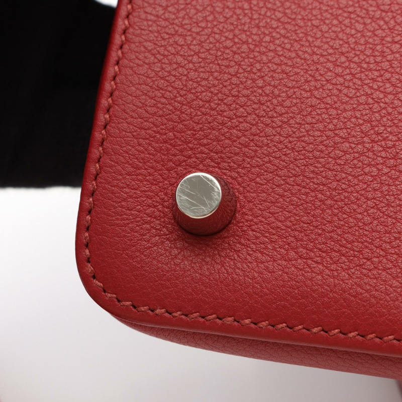 HERMES Toolbox 20 單肩包 手提包 Evercolor 皮革 紅色 二手 女款 SHW A-7