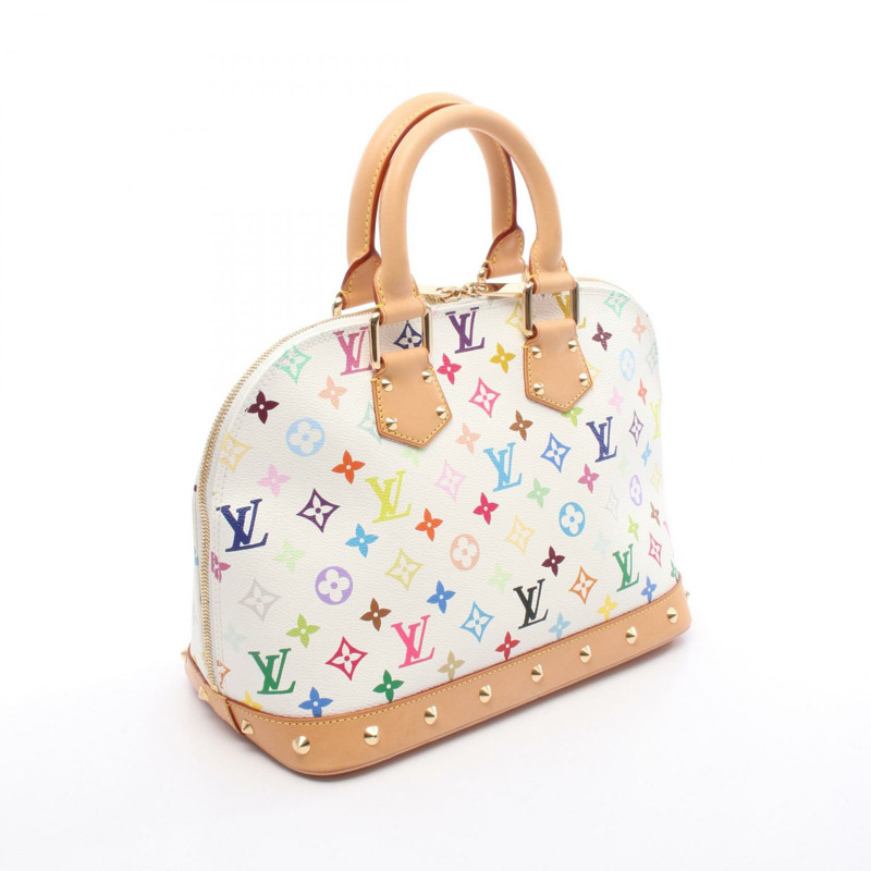 LOUIS VUITTON Alma 手提包 M92647 Monogram 多色帆布皮革白色二手-1