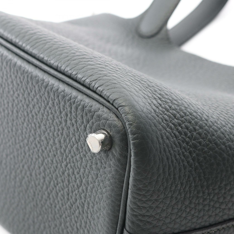 HERMES Picotin Lock PM 手提包 Clemence 皮革 綠色 Vert fonce 二手 K SHW-5