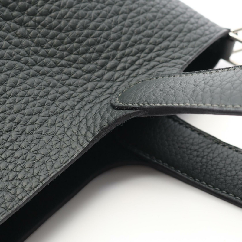 HERMES Picotin Lock PM 手提包 Clemence 皮革 綠色 Vert fonce 二手 K SHW-6