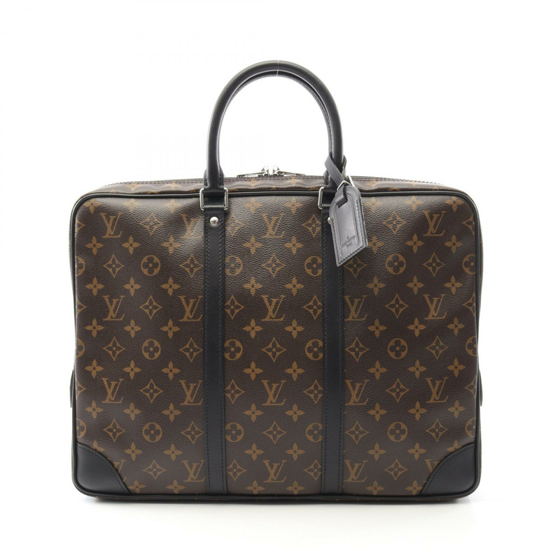 LOUIS VUITTON Porte-Documants Voyage 商務包 M40225 Monogram macassar 二手-0