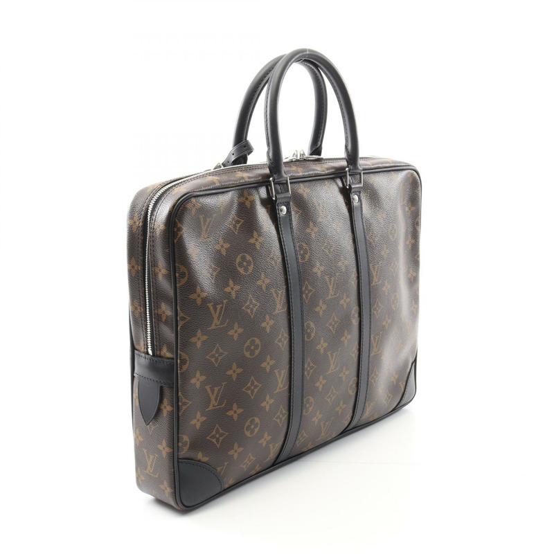 LOUIS VUITTON Porte-Documants Voyage 商務包 M40225 Monogram macassar 二手-1