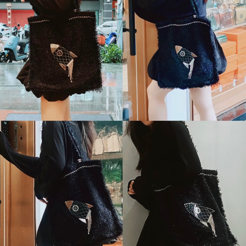 Chanel 黑銀火箭限量托特包 尺寸約36*38 24開有卡-2
