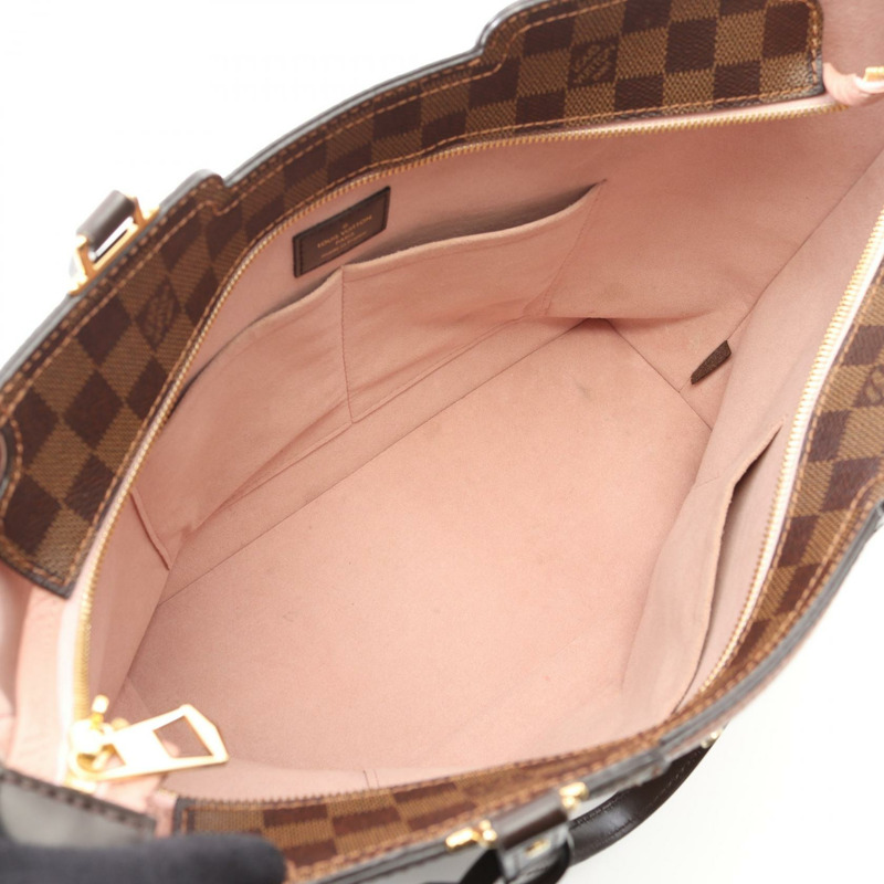 LOUIS VUITTON 平紋針織單肩托特包 N44041 Damier 帆布皮革 Ebene 二手-2