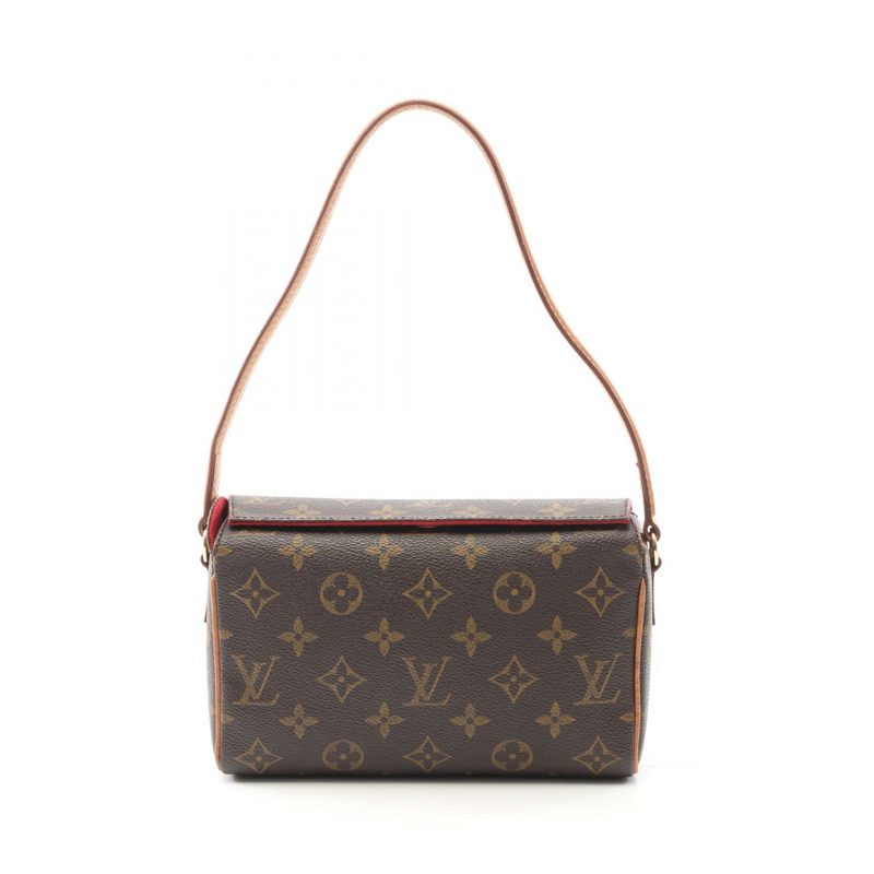 LOUIS VUITTON Recital 手提包 M51900 Monogram 帆布皮革棕色二手女士 LV-0