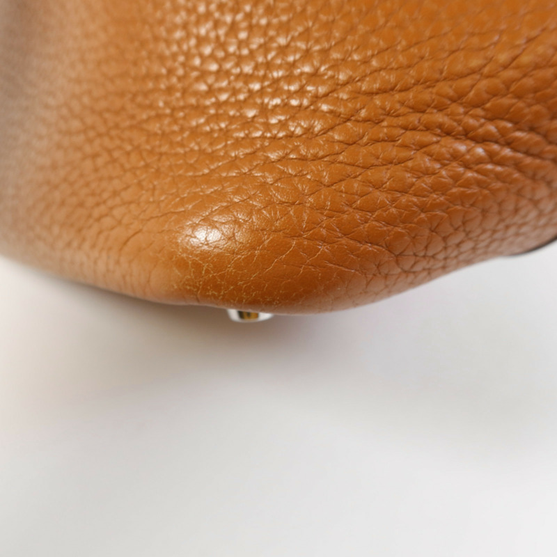 HERMES Clemence皮革Picotin PM銀扣手挽袋Gold-15