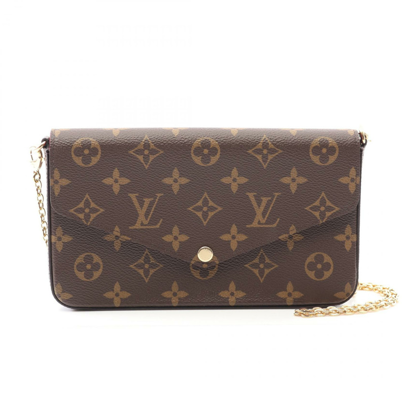 LOUIS VUITTON Pochette Felicie 鏈條單肩包 M81896 字母紫紅色 二手-0
