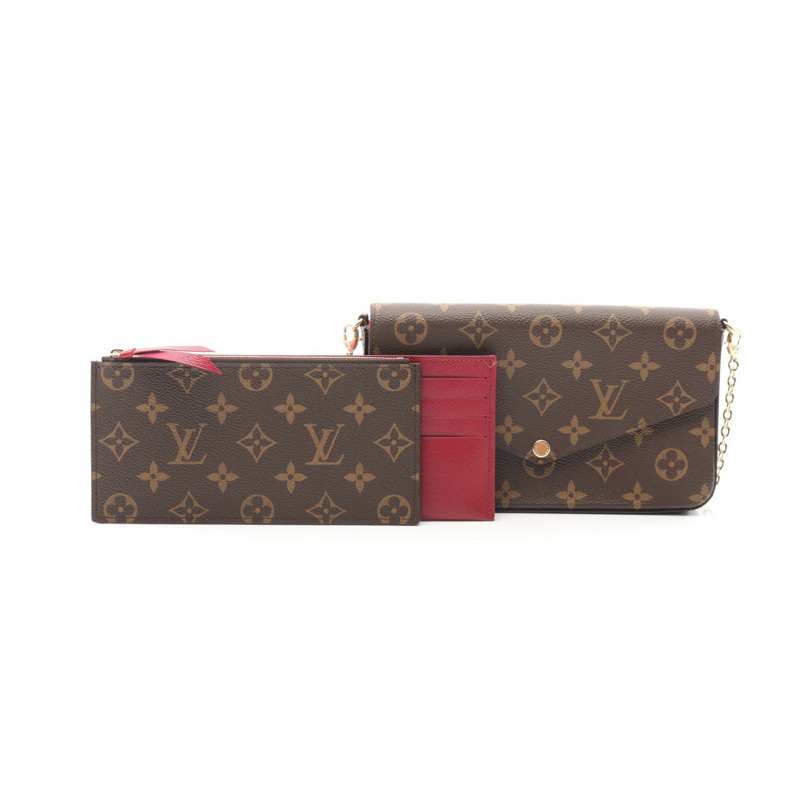 LOUIS VUITTON Pochette Felicie 鏈條單肩包 M81896 字母紫紅色 二手-4
