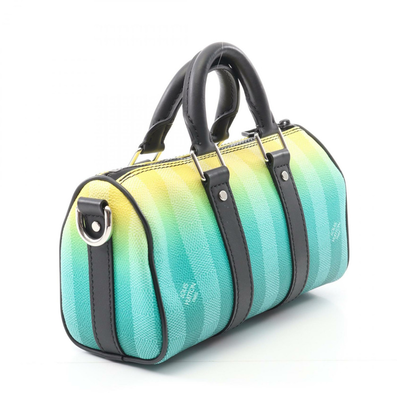 LOUIS VUITTON Keepall XS 肩背包 M59949 Damier 條紋帆布 綠色 二手-1