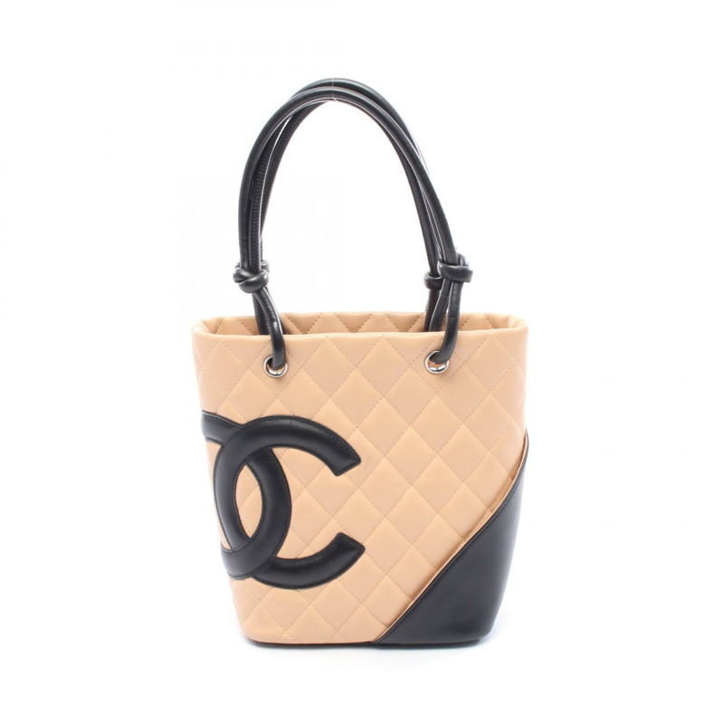 CHANEL Cambon Line 小號托特包 皮革 粉紅色 黑色 二手 女款 SHW COCO-0